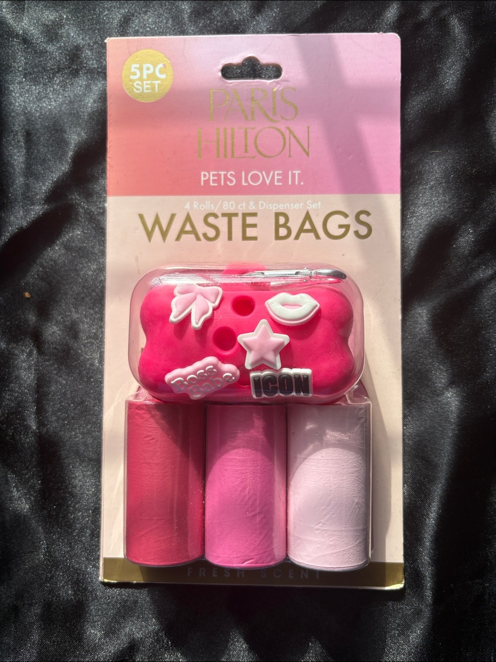 Paris Hilton Pink Pet Waste Bags and Dispenser Set